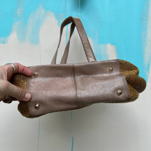 Vintage 2000s Hobo Bag Leather Tote Handbag 13x13 Inch Green with Pleated Design - Picture 11 of 16